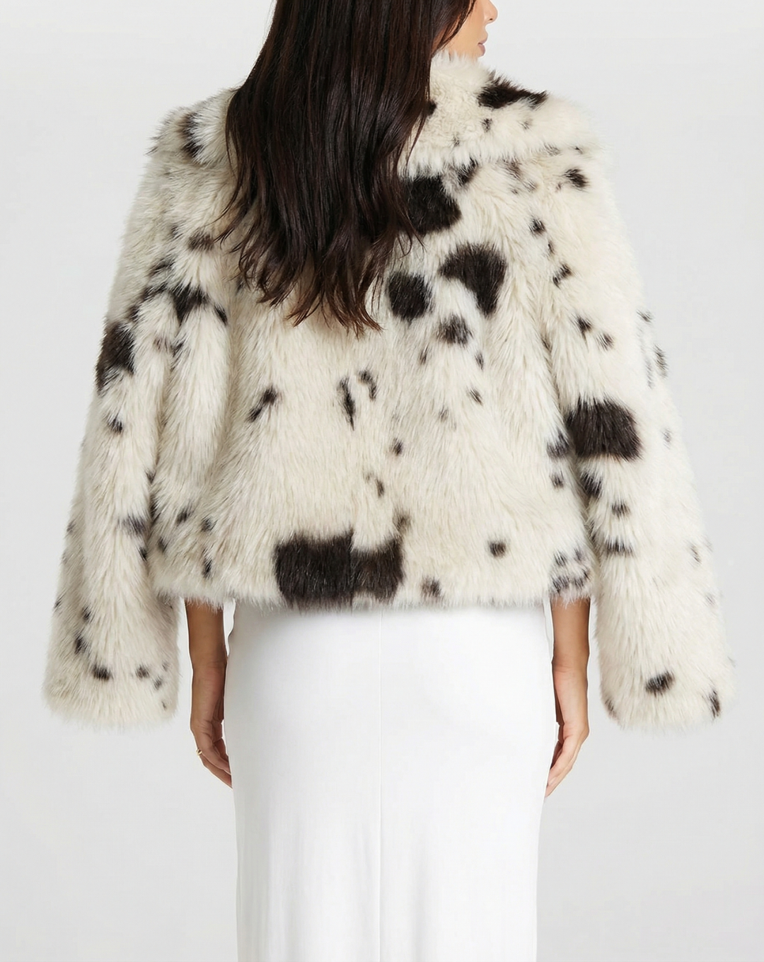 Nova | Cropped Faux Fur Jacket White Black