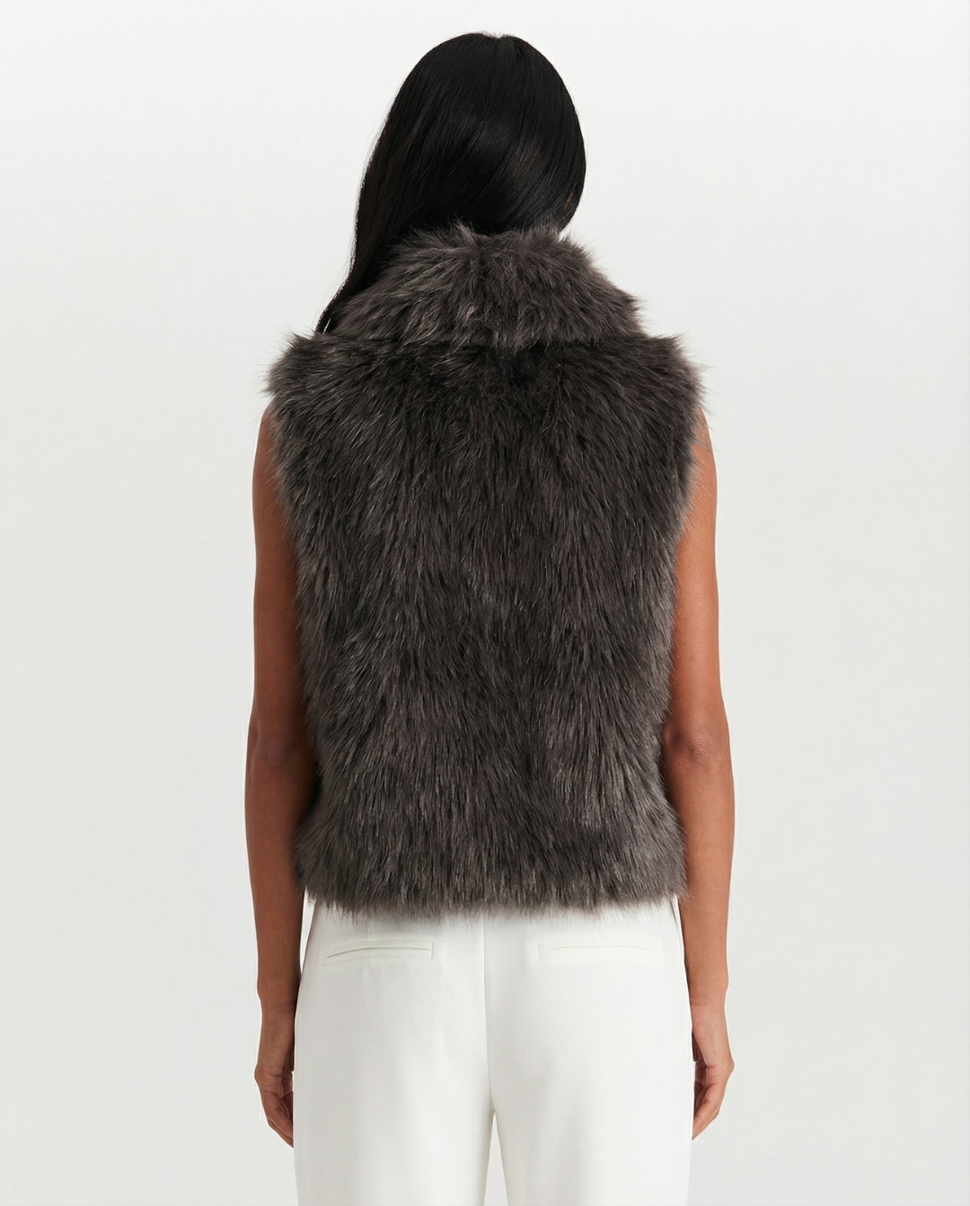 Lexi | Casual Sleeveless Faux Fur Jacket Dark Grey