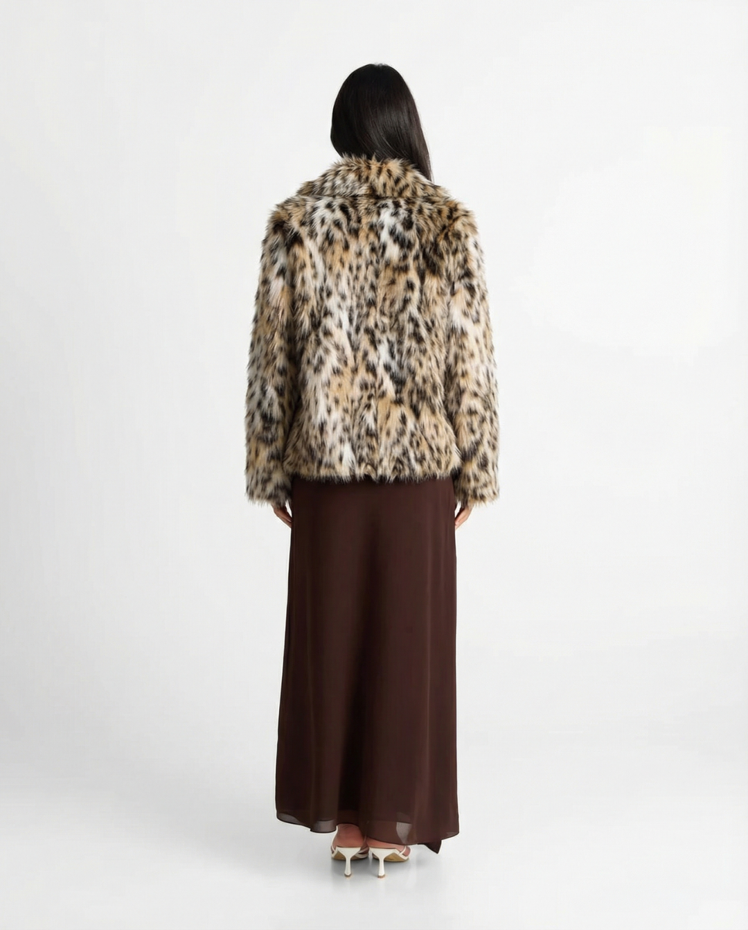 Margot | Leopard Faux Fur Coat Brown Cropped