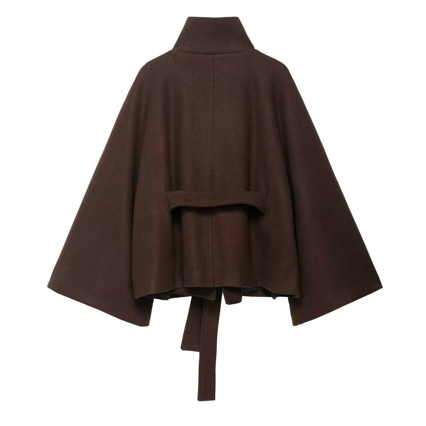 Wren | Elegant Brown Jacket Belted Oversized Funnel Neck