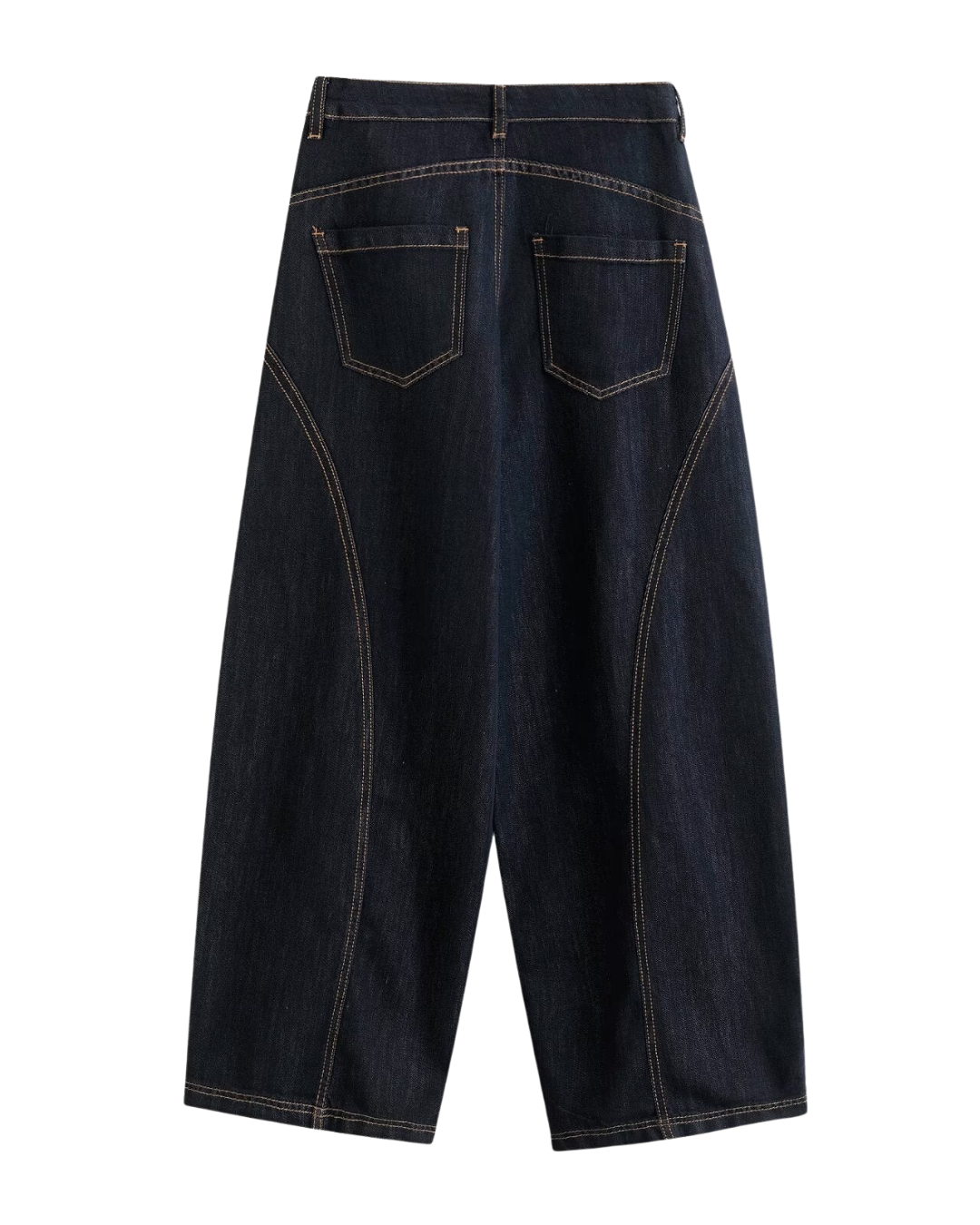 Margot | Wide Leg Jeans Dark Blue High Waisted Contrast Stitch