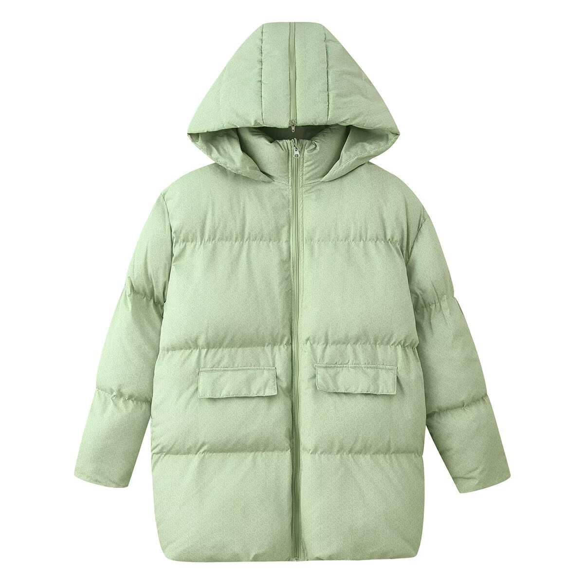 Nell | Winter Puffer Jacket White Printed Hooded Padded