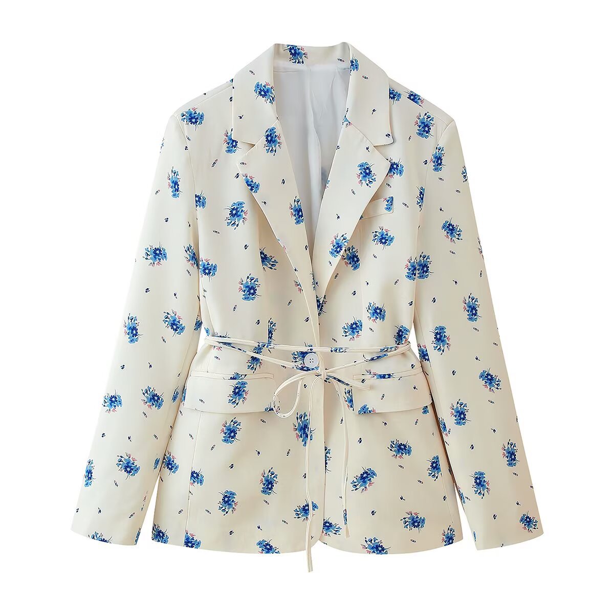 Faye | Floral Blazer White Pink Belted