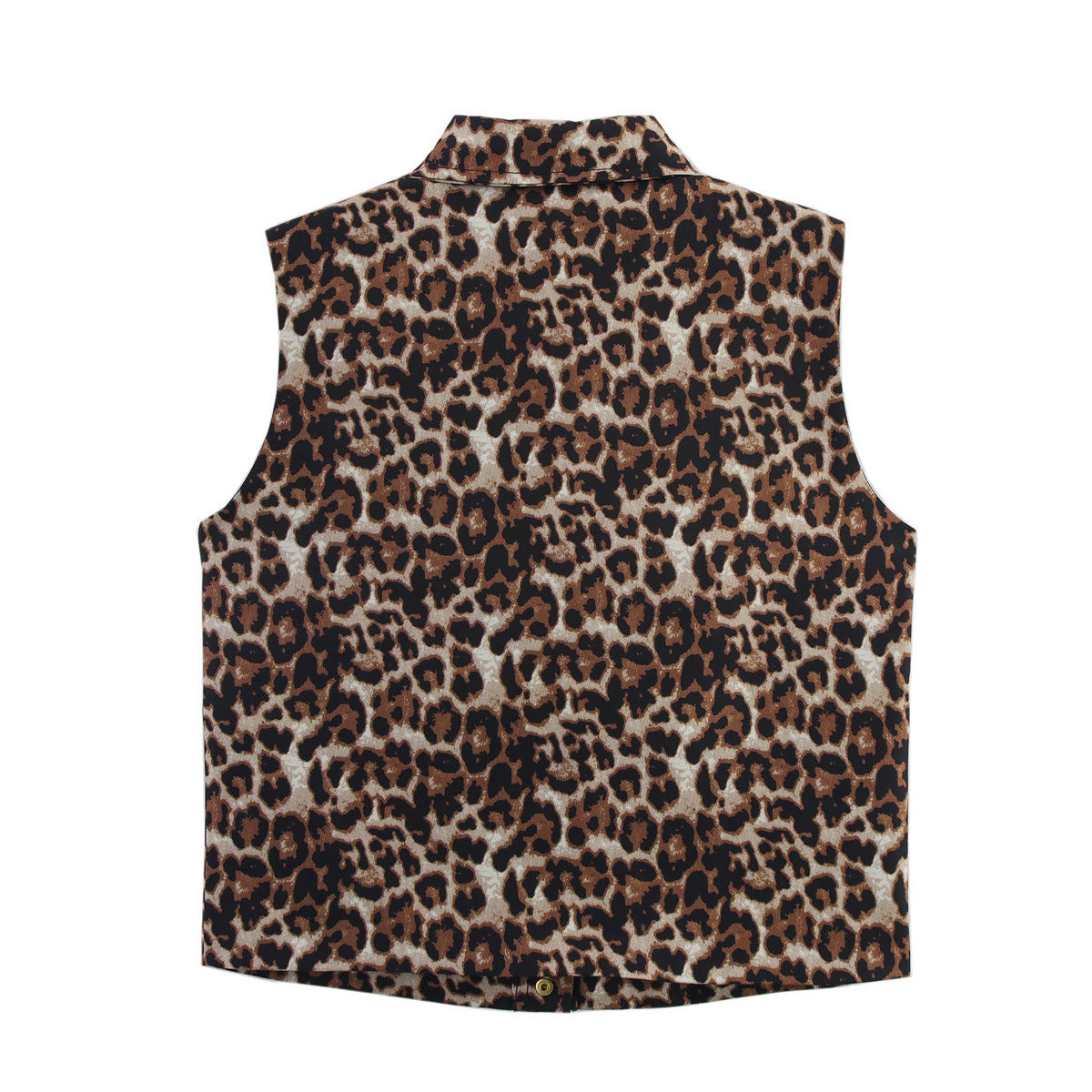 Liv | Leopard Print Button Up Vest Brown Sleeveless Fitted