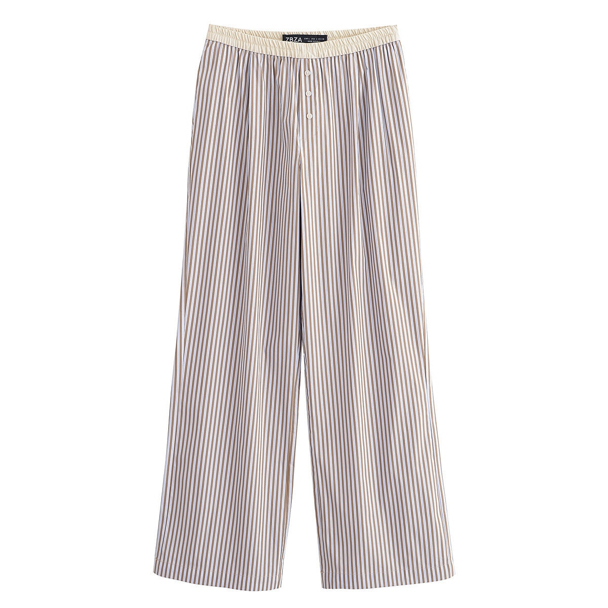 Margot | Casual Striped Wide Leg Pants Cream Button Front