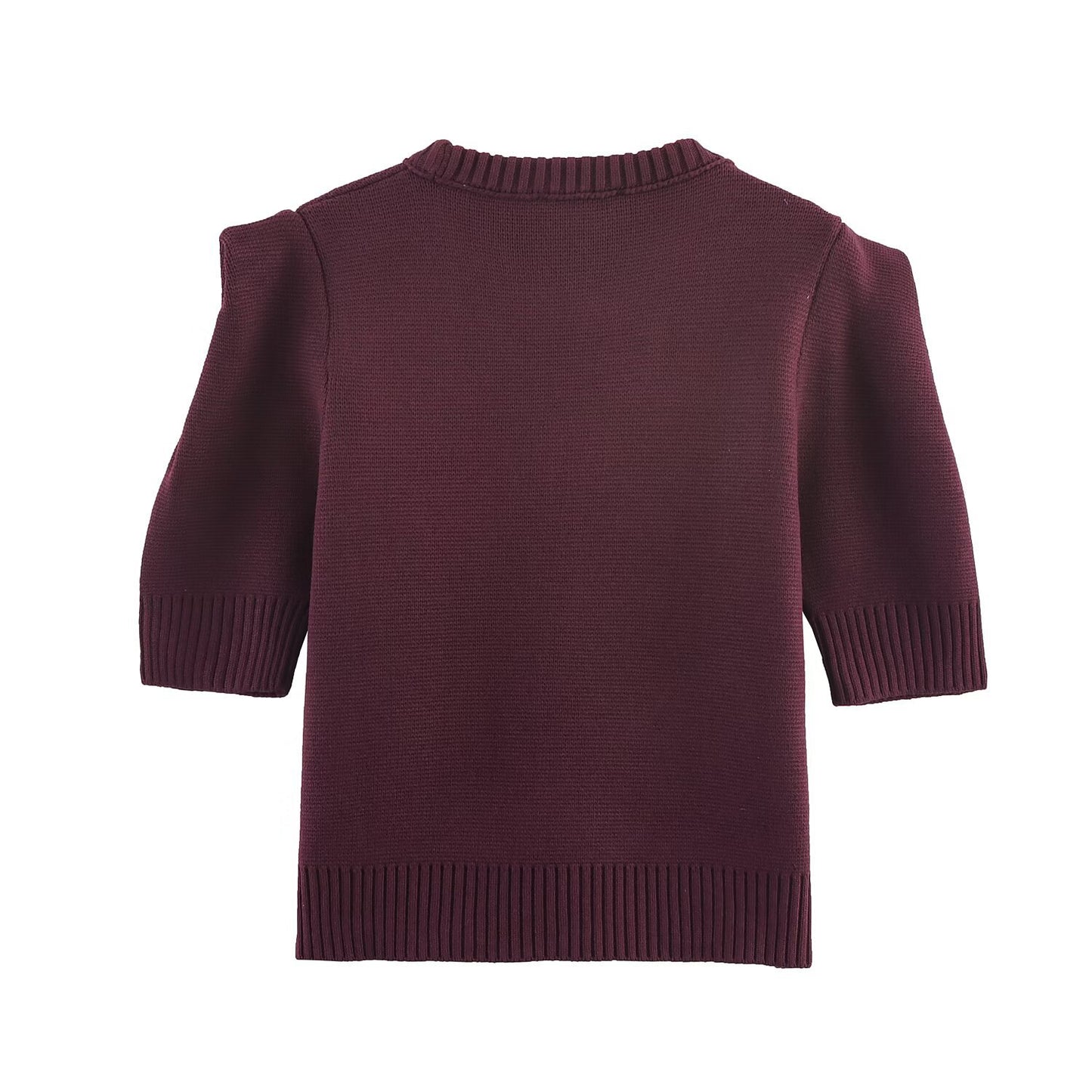 Jules | Casual Knitted Top Purple Short Sleeve Crew Neck