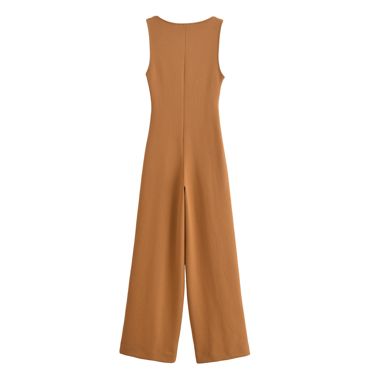 Luisa | Tailored Jumpsuit Brown Wide Leg V Neck