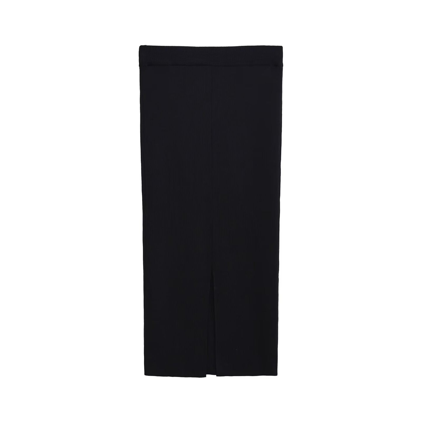 Faye | Knitted Midi Skirt Black Ribbed Bodycon Fitted