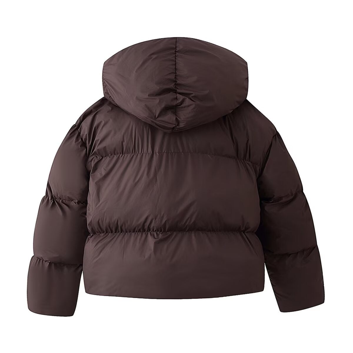 Luisa | Winter Cropped Puffer Jacket Brown Oversized Padded Quilted