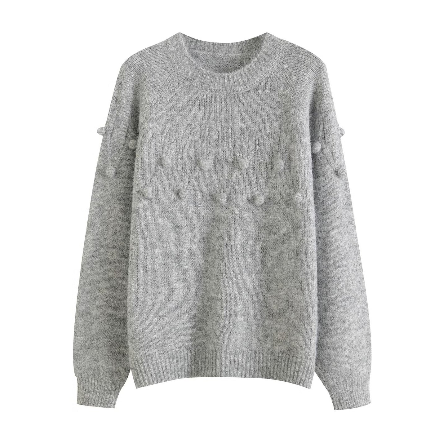 Neve | Casual Knitted Pom Pom Sweater Cream
