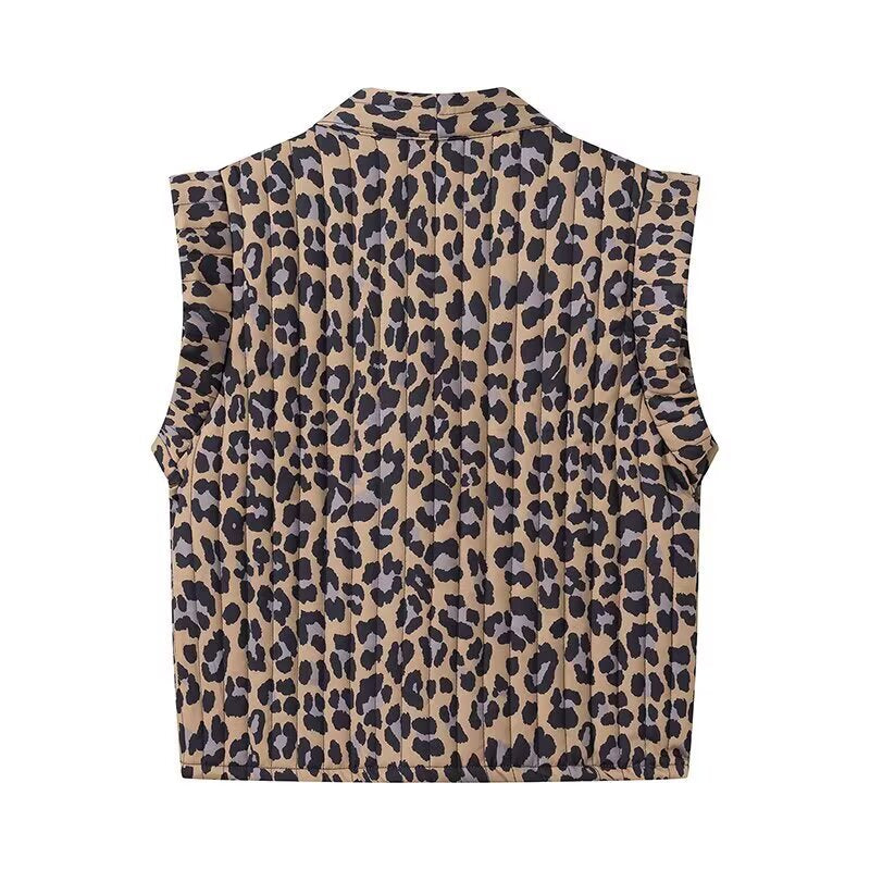 Orla | Leopard Print Blazer Brown Beige Sleeveless Oversized
