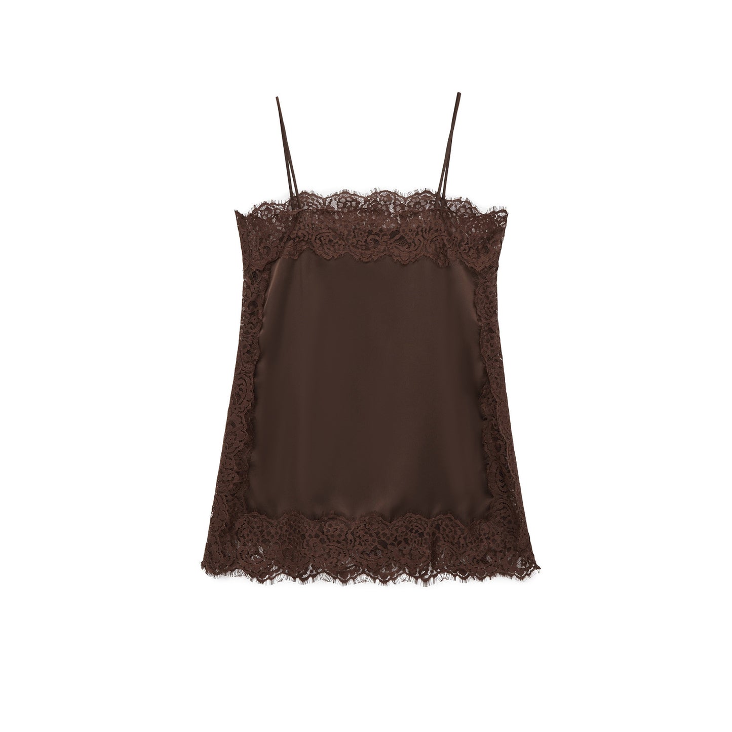 Isla | Elegant Lace Trim Cami Top White Black Satin