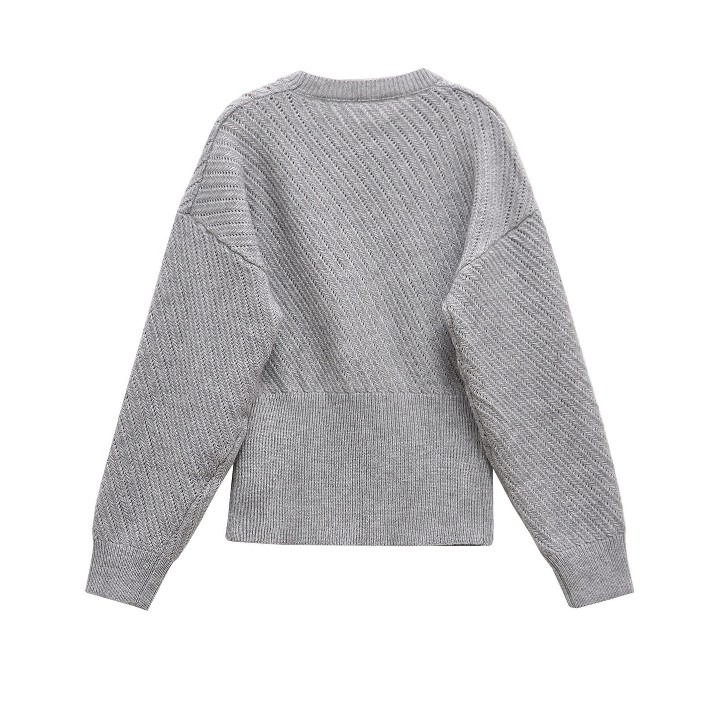Sage | Casual Knitted Sweater Grey Textured Long Sleeve