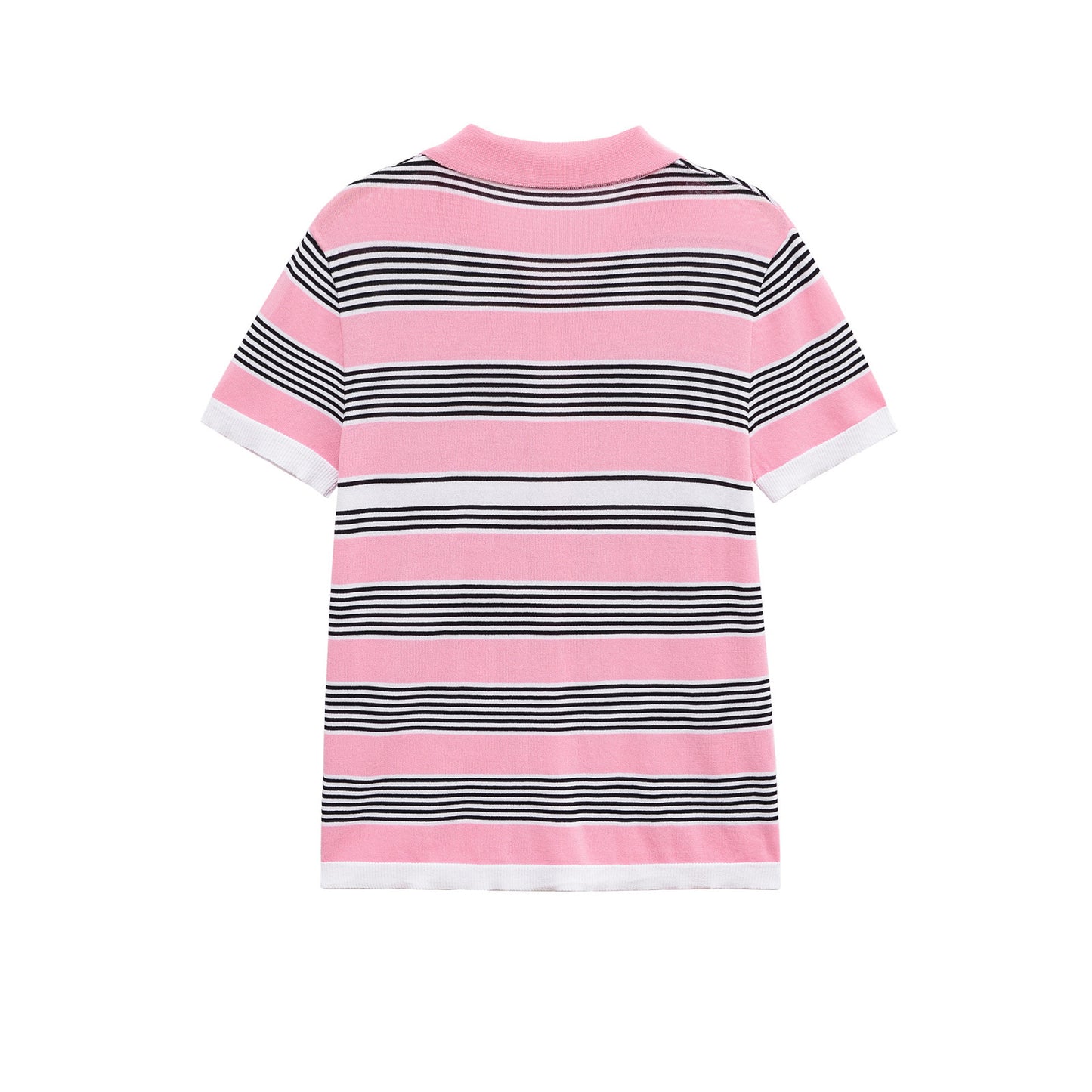 Daisy | Chic Striped Knit Short Sleeve Polo Top