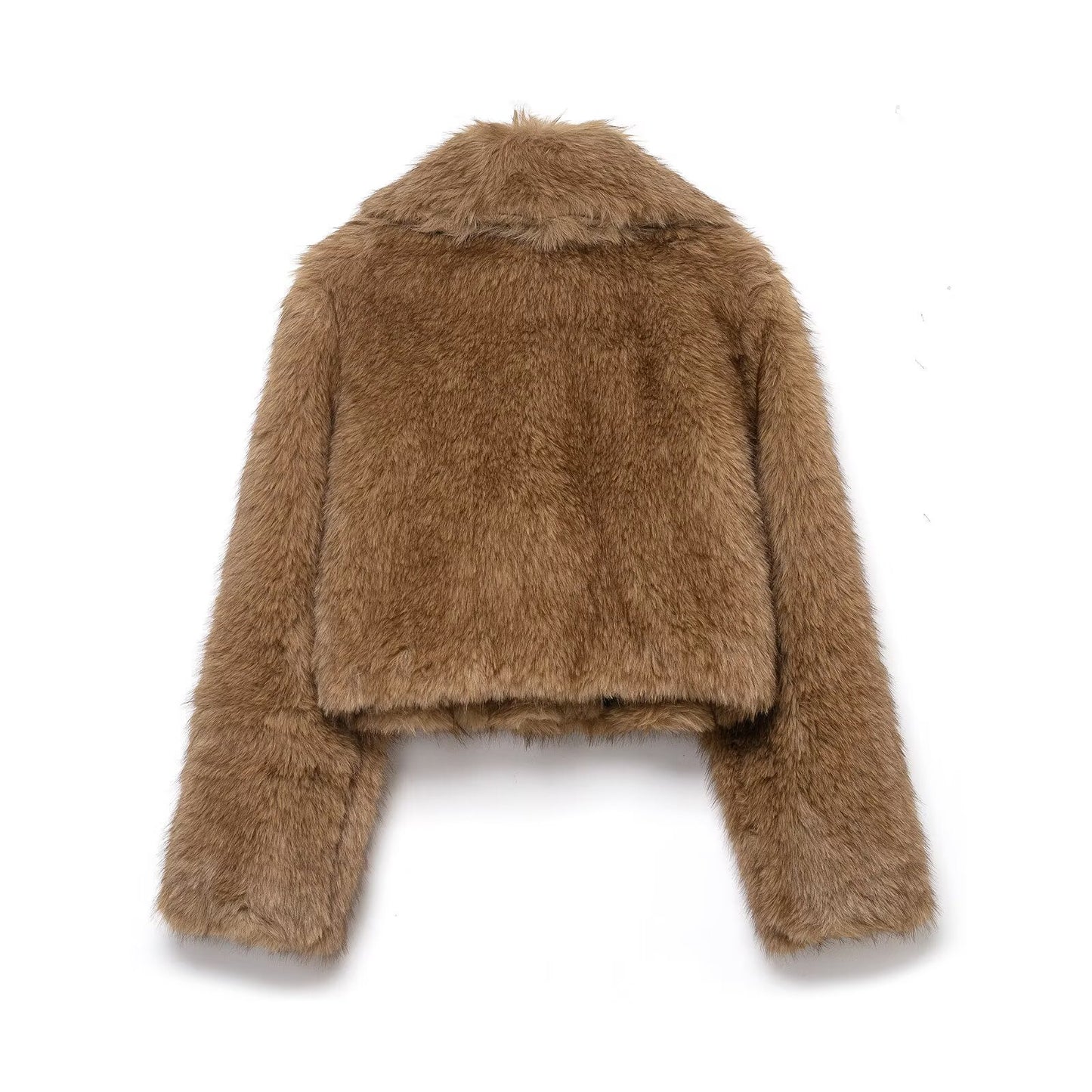 Brea | Autumn Cropped Faux Fur Jacket Brown