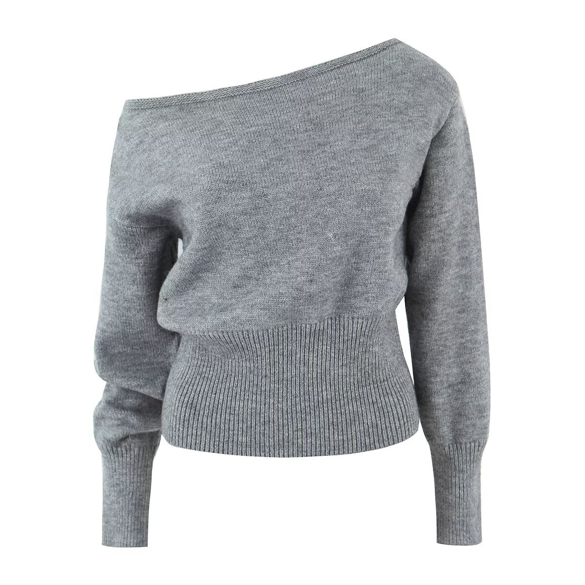 Lucia | Elegant Off Shoulder Sweater Cream Knitted Long Sleeve