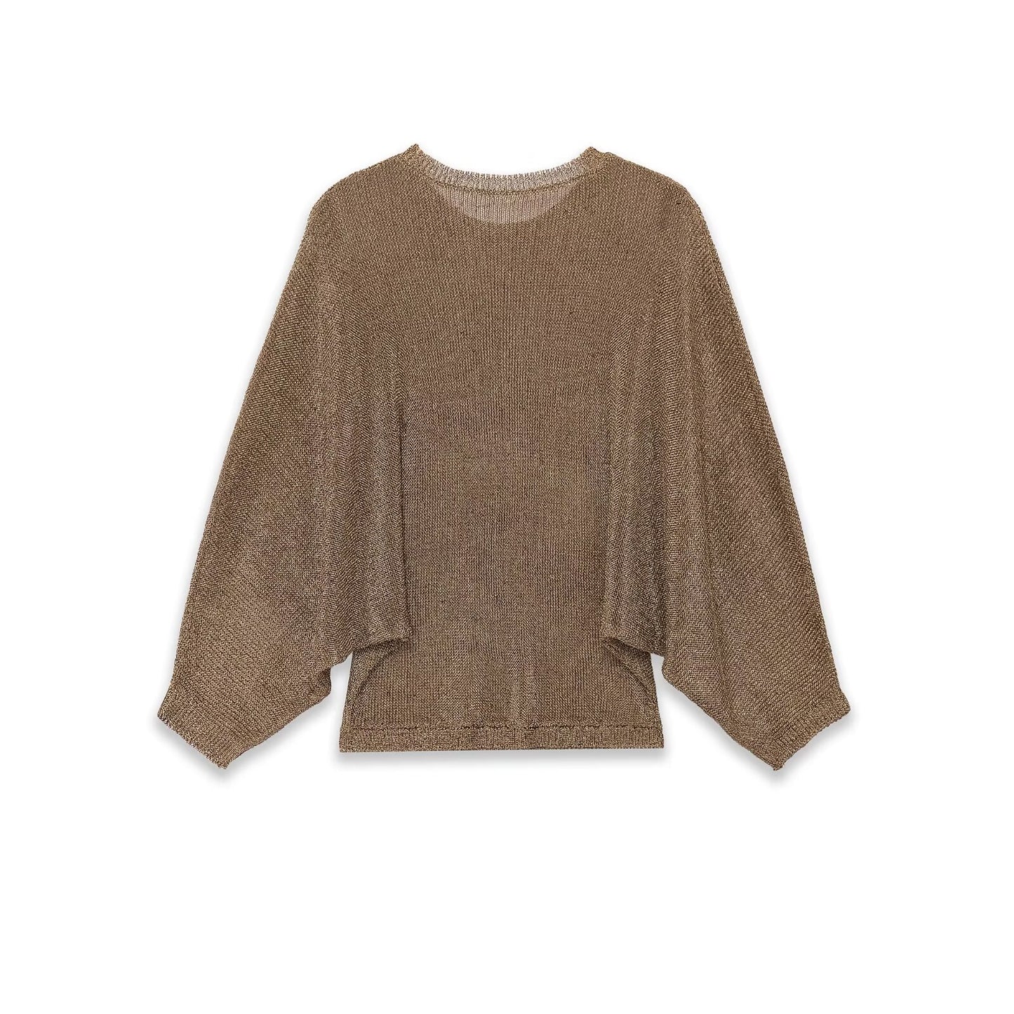 Lena | Oversized Knit Top Beige Crew Neck Long Sleeve
