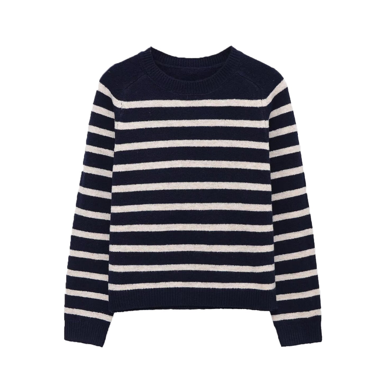 Margot | Striped Crew Neck Sweater Cream Black Long Sleeve