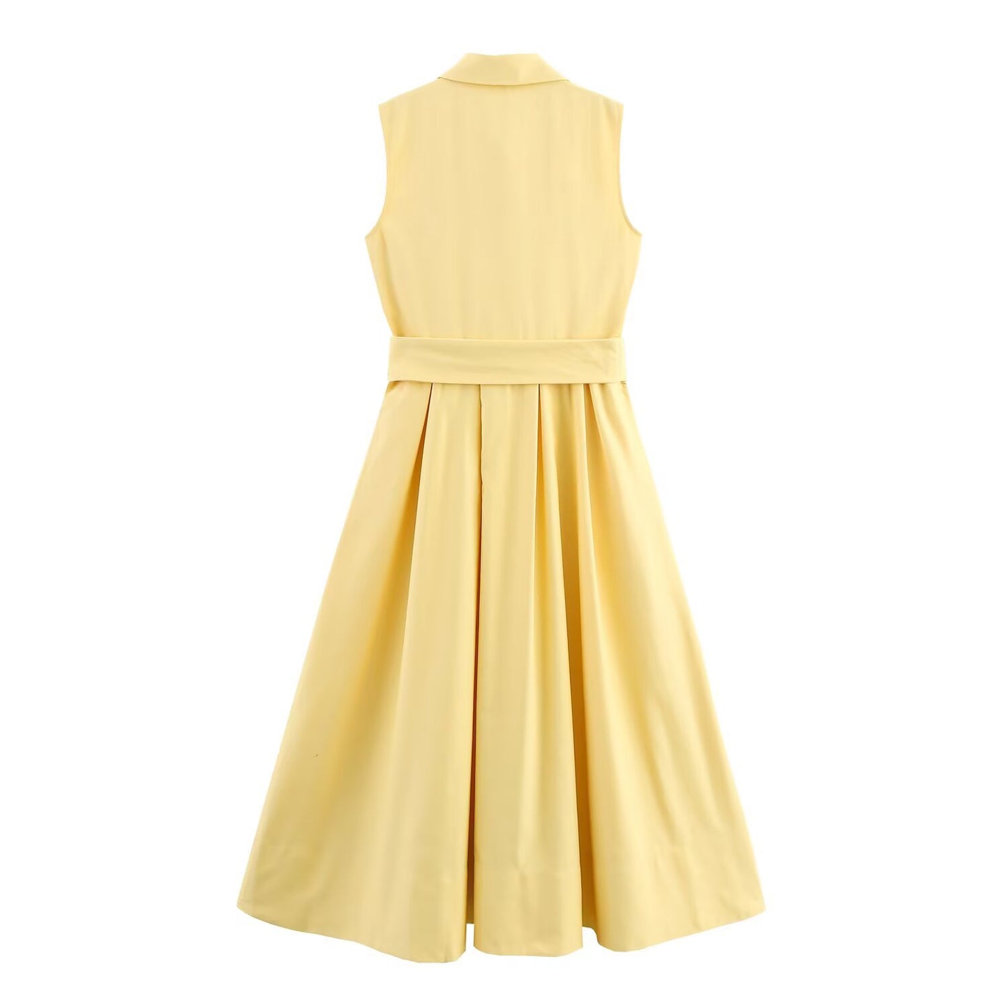 Daisy | Summer Belted Shirt Dress Yellow