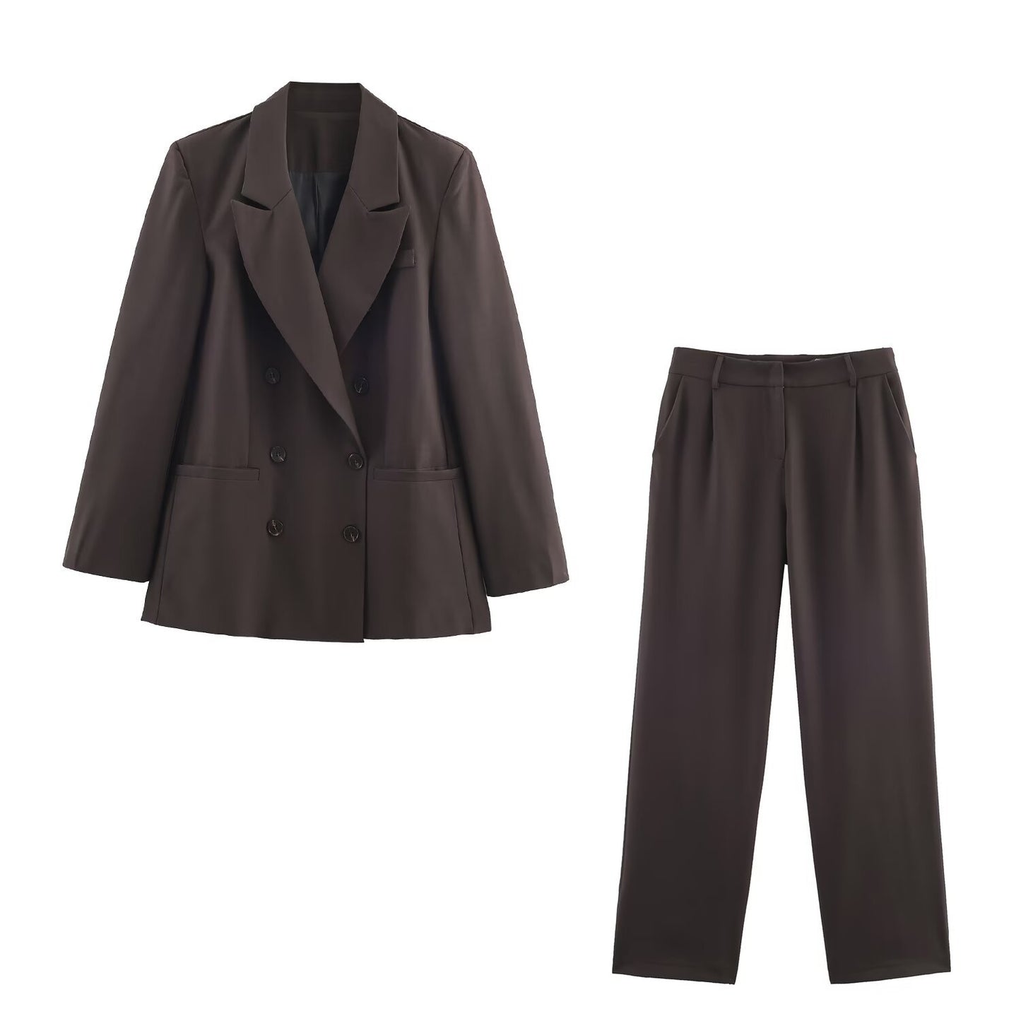 Vera | Smart Casual Oversized Blazer And Pants Set Black Double Breasted