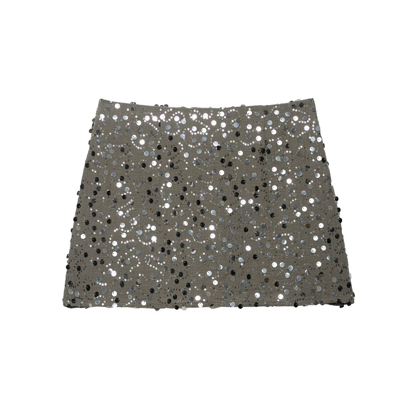 Neve | Sequin Mini Skirt Grey Wrap