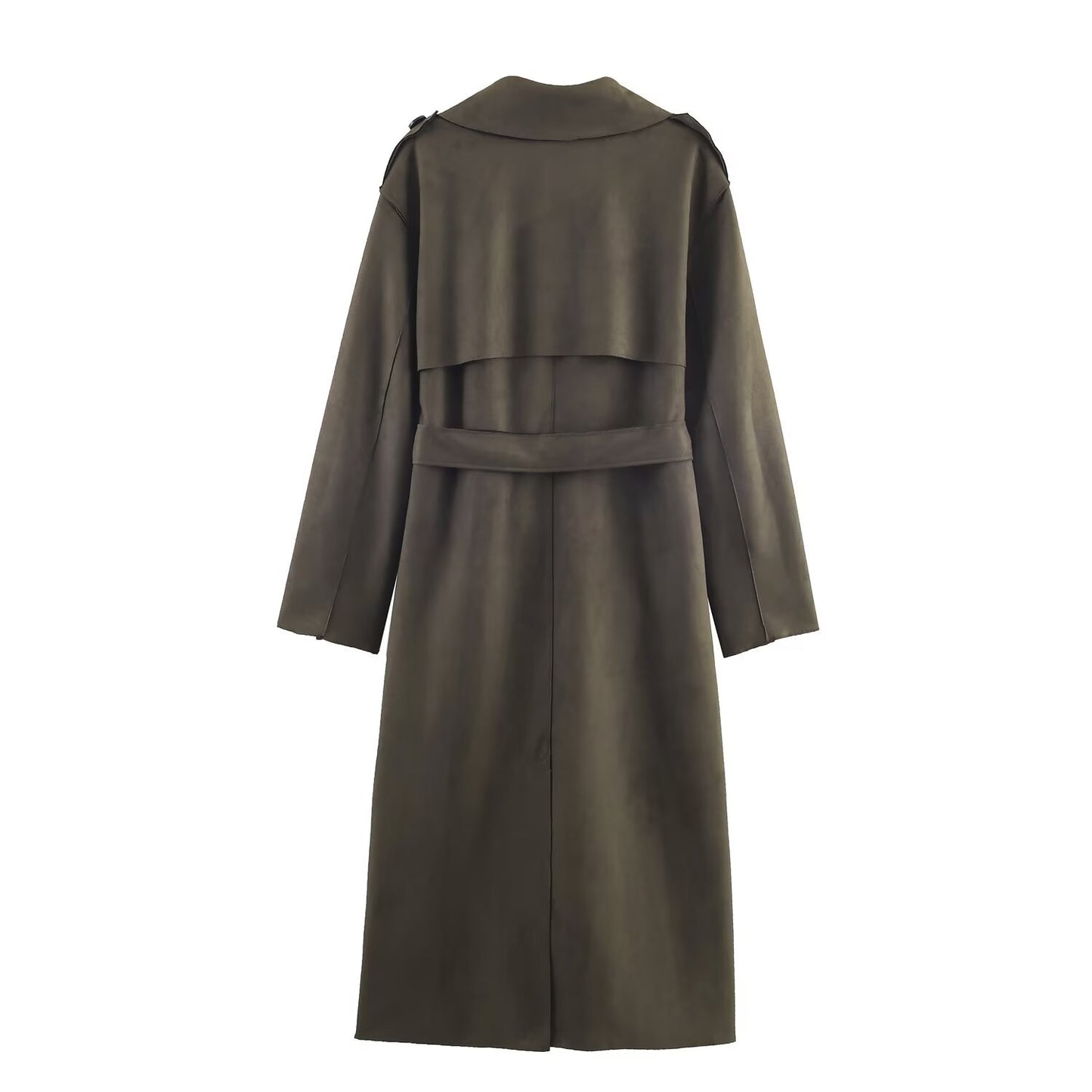 Darcy | Casual Double Breasted Longline Coat Khaki
