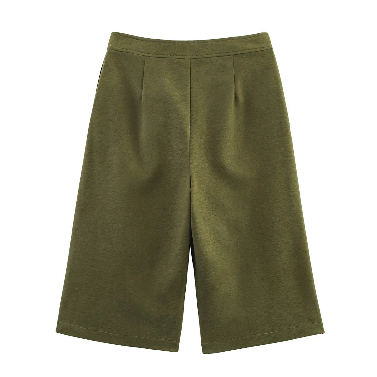 Thea | Wide Leg Culottes Olive High Waisted Tailored
