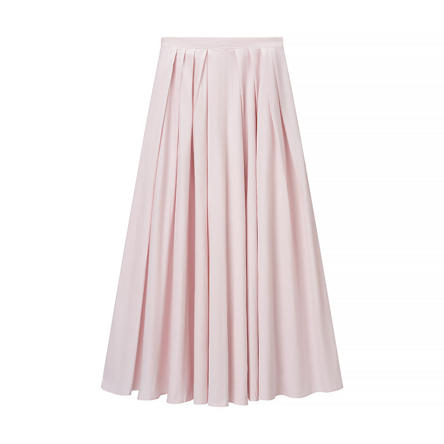 Vera | Two Piece Set Pleated Maxi Skirt Pink Long Sleeve Button Up