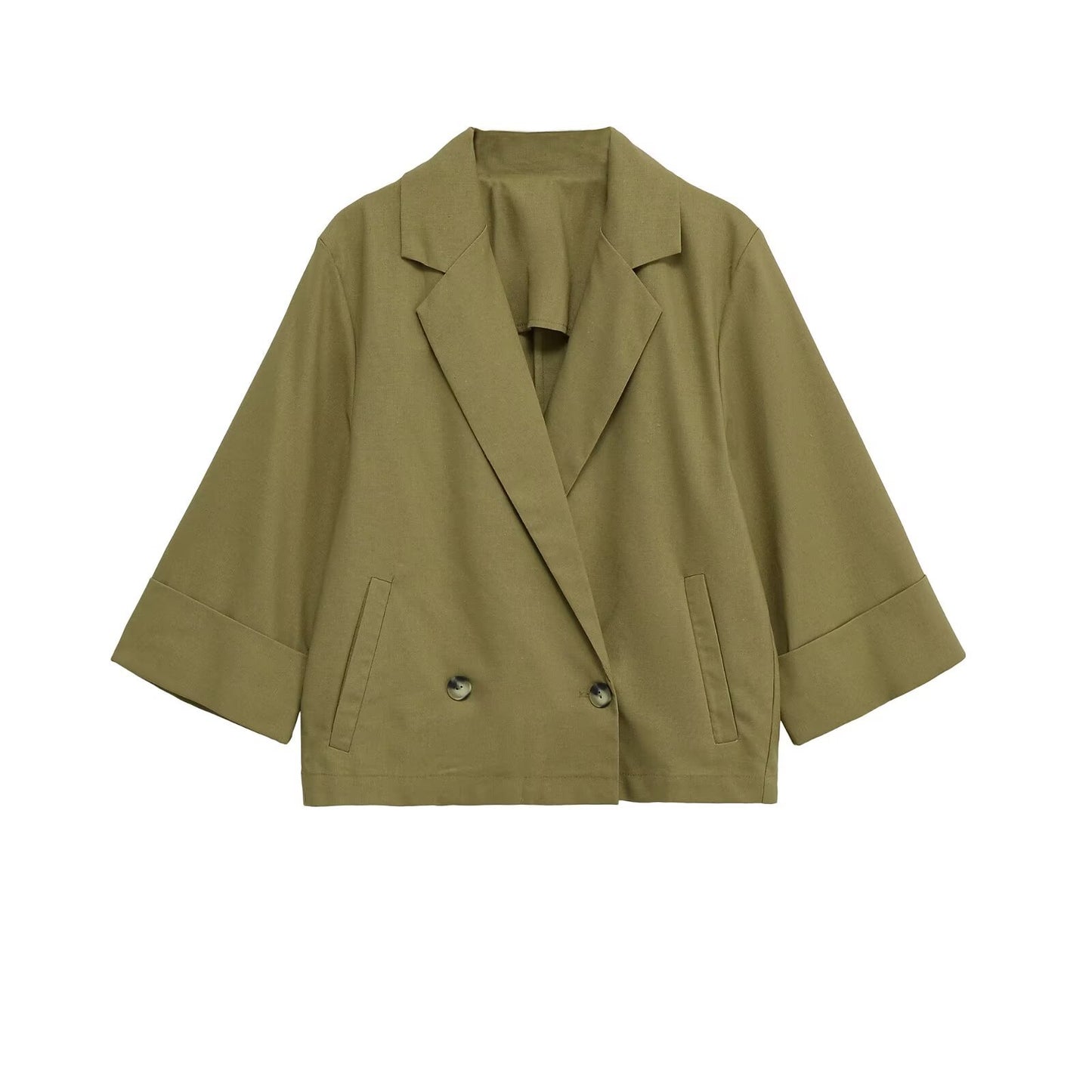 Rue | Summer Cropped Blazer Khaki Green