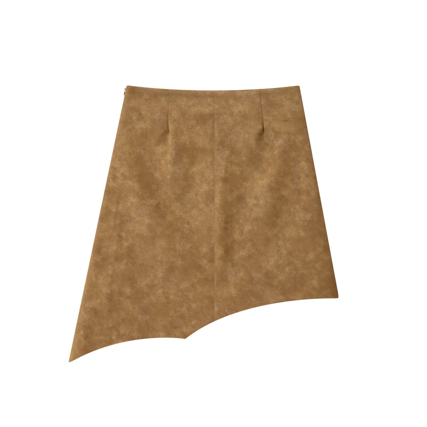 Dani | Asymmetric Mini Skirt Brown Suede A Line