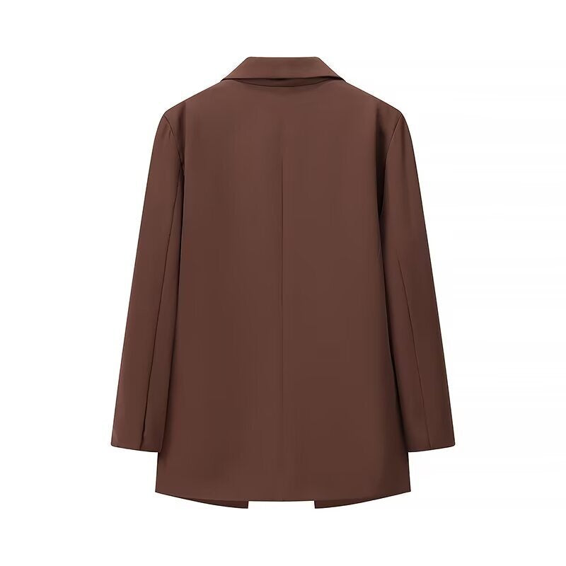 Faye | Oversized Brown Blazer Long Sleeve Single Breasted
