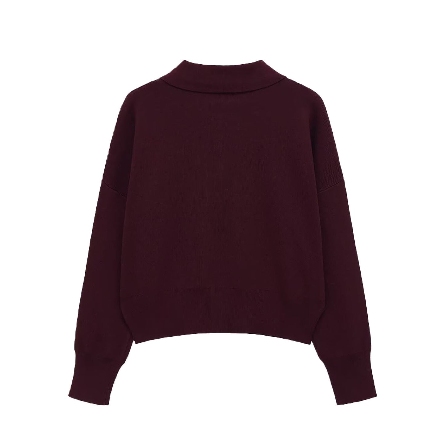 Scarlett | Burgundy Knit Polo Jumper with Pocket Detail
