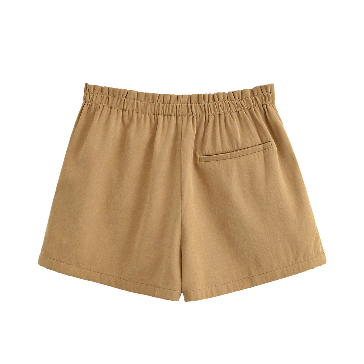 Thea | High Waisted Button Front Shorts Beige Tailored