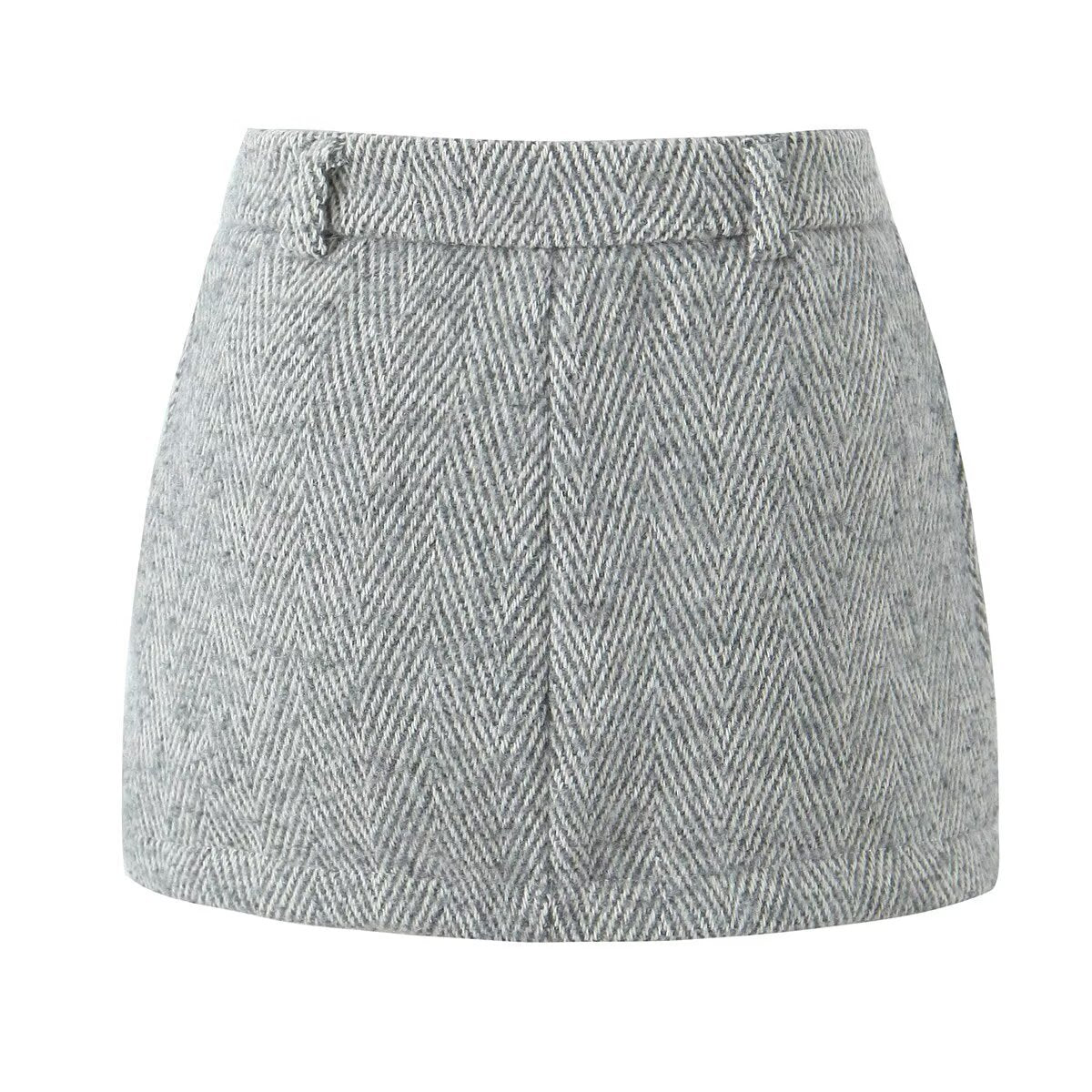Nell | Autumn Mini Skirt Grey Tweed A Line
