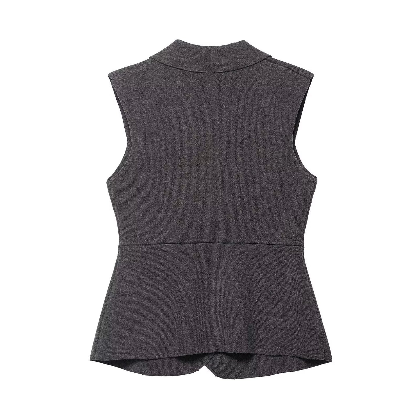 Margot | Sleeveless Blazer Gray Fitted Button Down