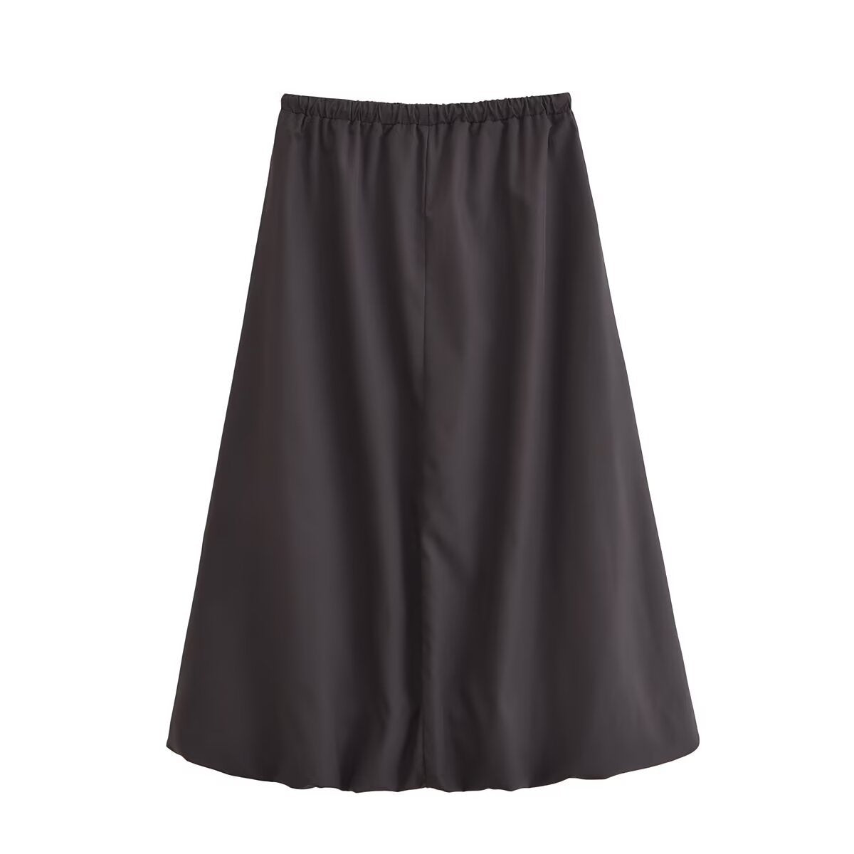 Ayla | Summer Satin Midi Skirt Black Drawstring