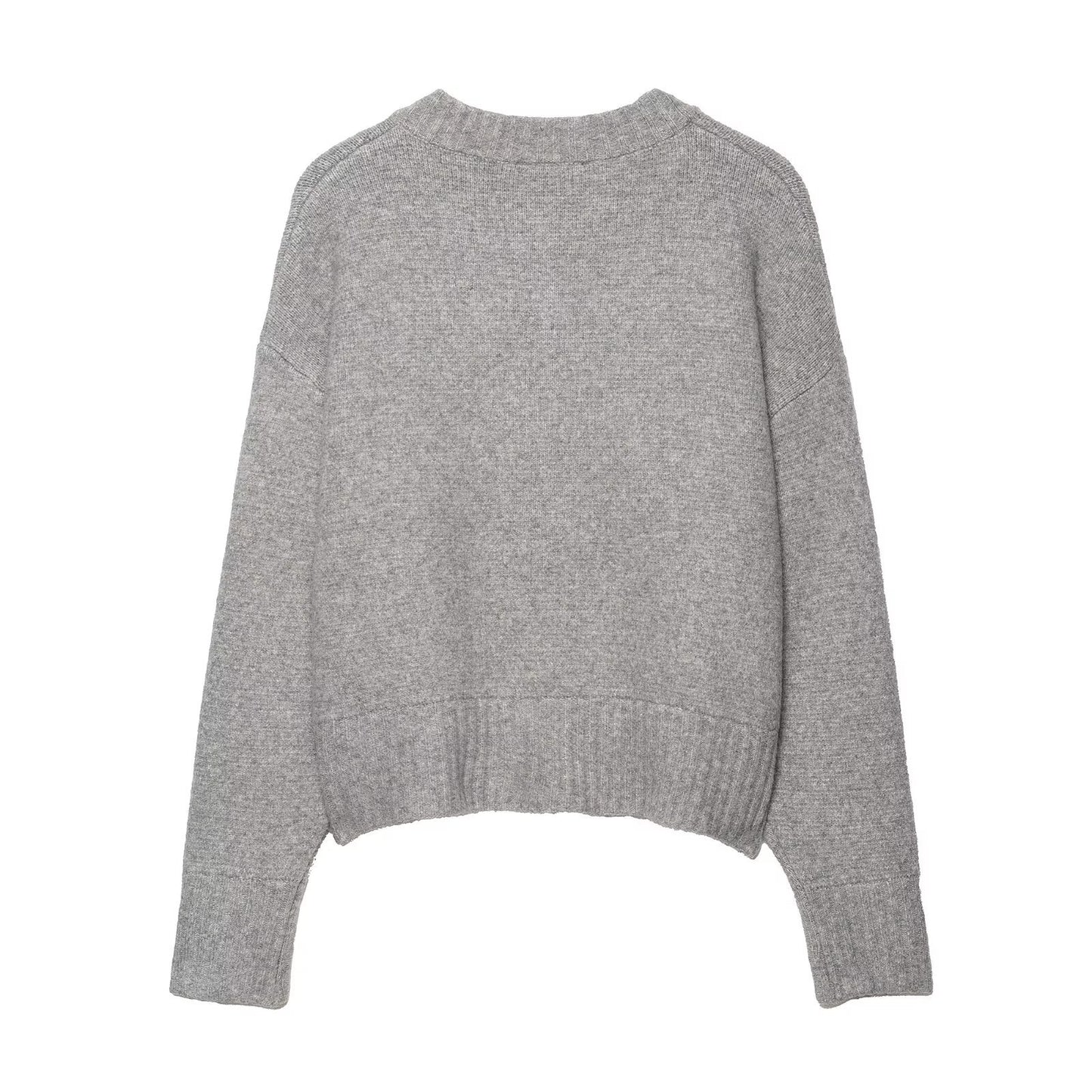 Elise | Casual Knitted Cardigan Grey Long Sleeve Button Front