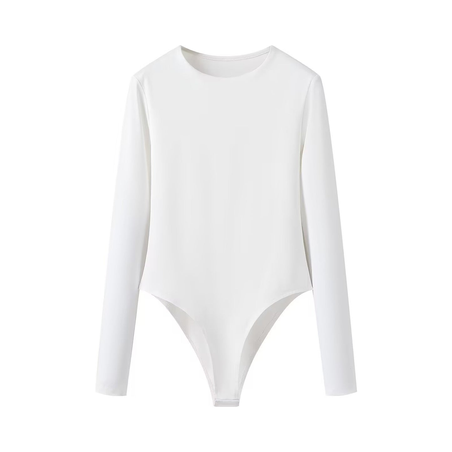 Stella | Casual Long Sleeve Bodysuit Black Crew Neck