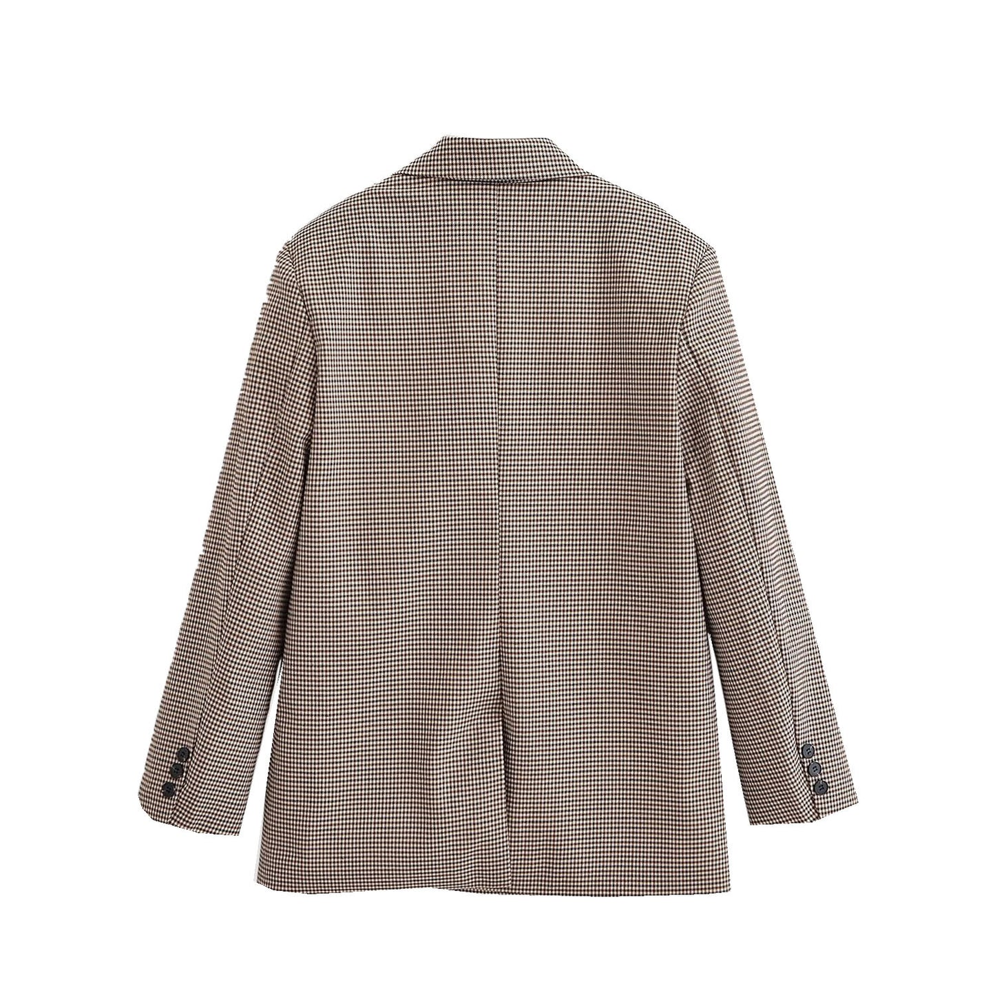 Margot | Houndstooth Double Breasted Blazer Beige Tailored