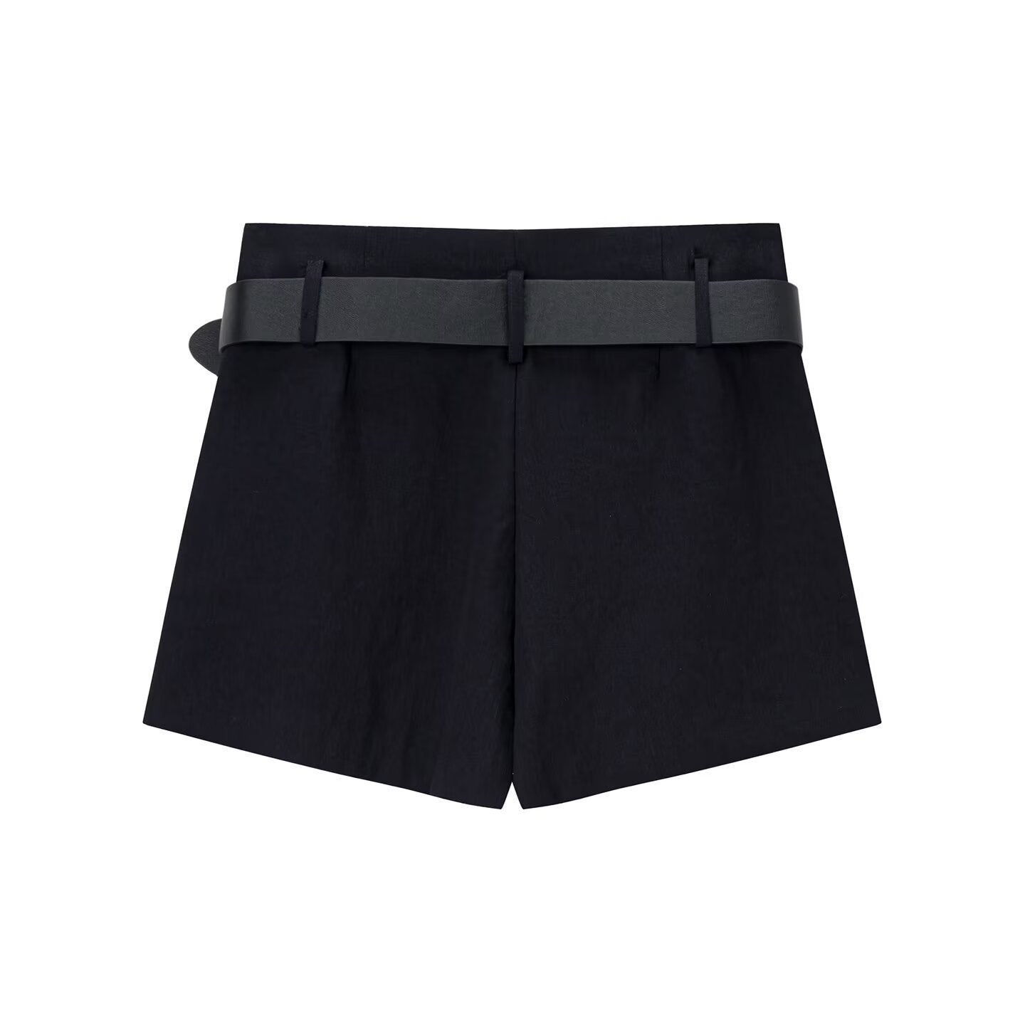 Hazel | Elegant Tailored Shorts Black High Waisted Belted