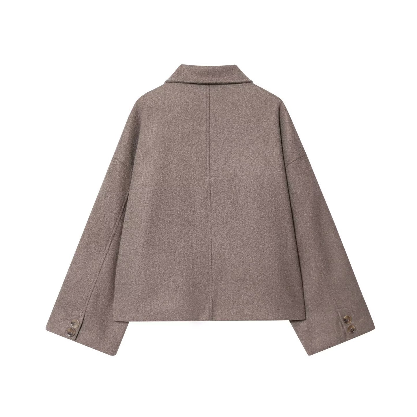 Ines | Autumn Cropped Jacket Beige Wide Sleeve Collared