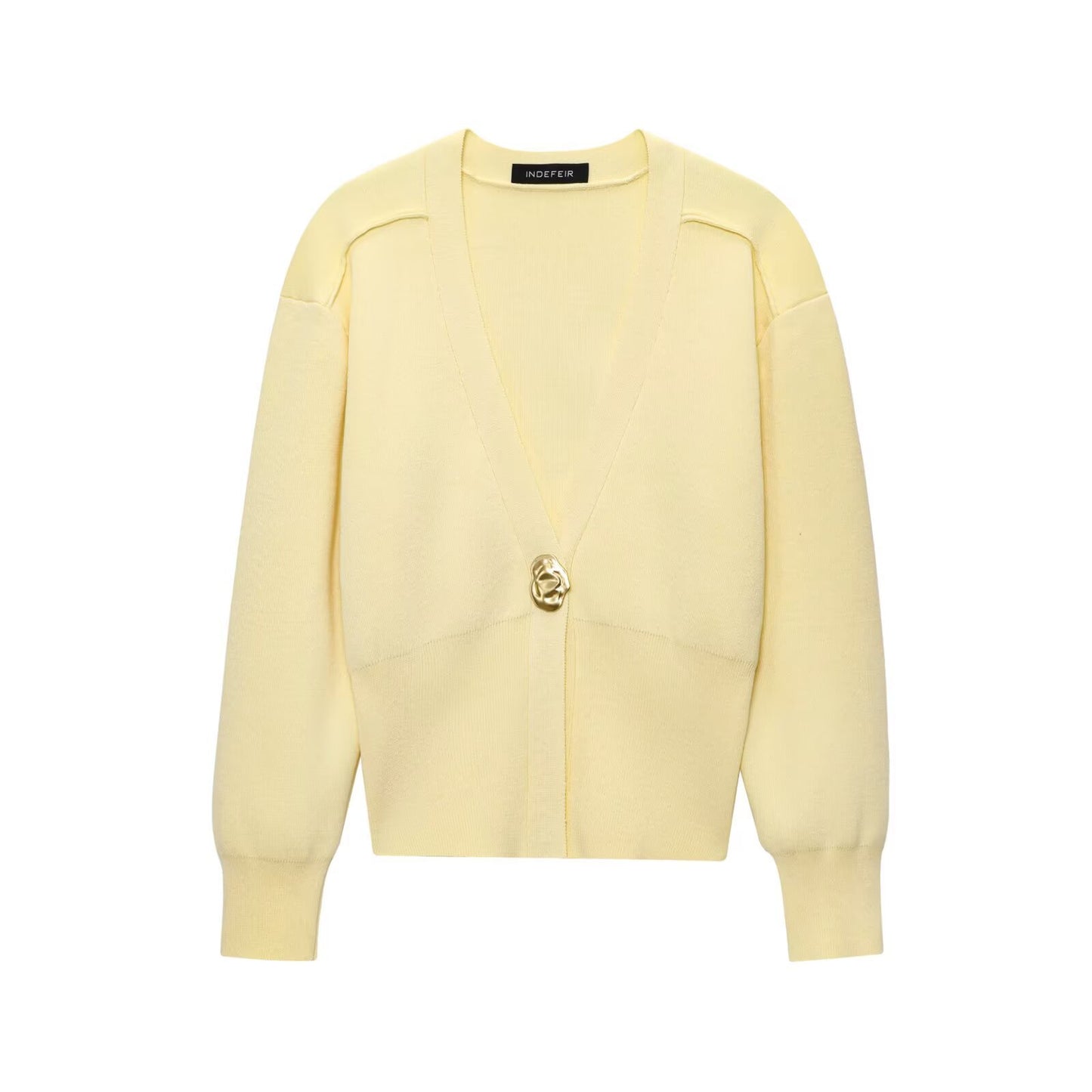 Etta | Elegant Satin Blouse Cream V Neck Long Sleeve Fitted