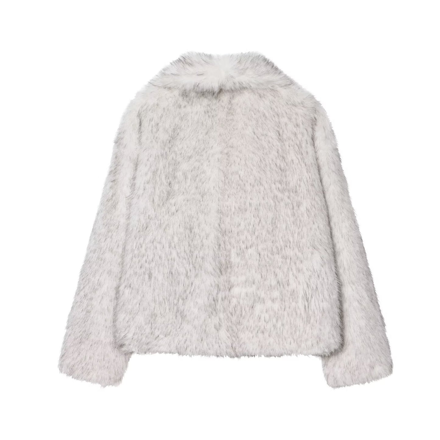 Lana | Elegant Cropped Faux Fur Jacket Light Grey