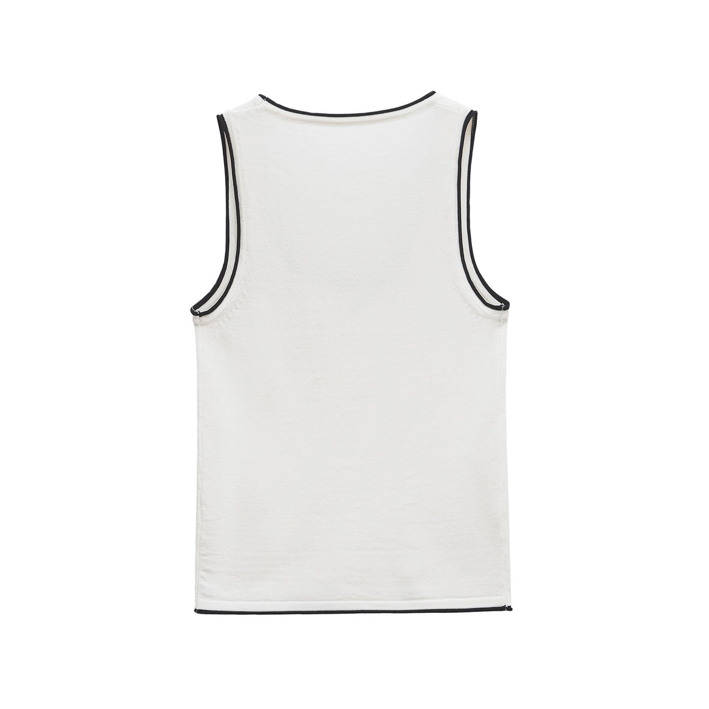 Wren | White Tank Top Black Contrast Trim Sleeveless Fitted