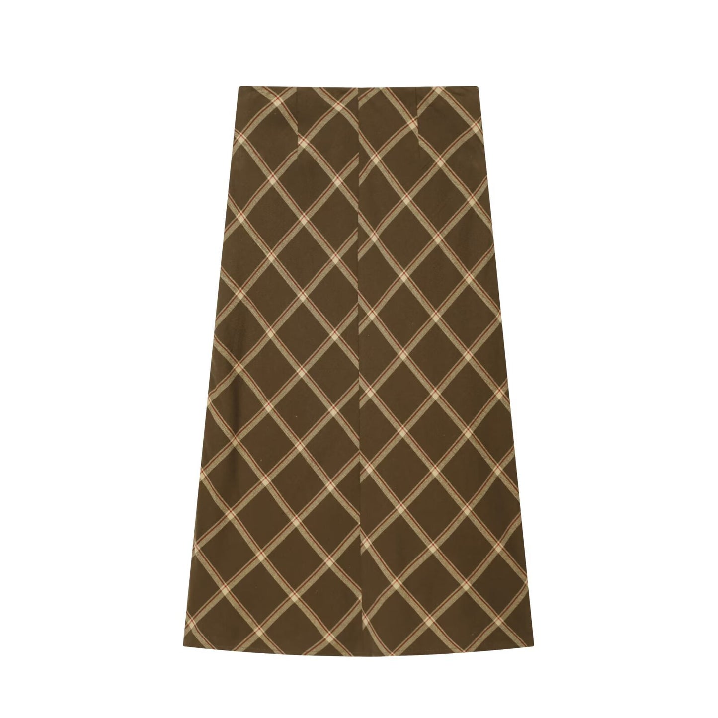 Darcy | Maxi Skirt Brown Check Wrap A Line