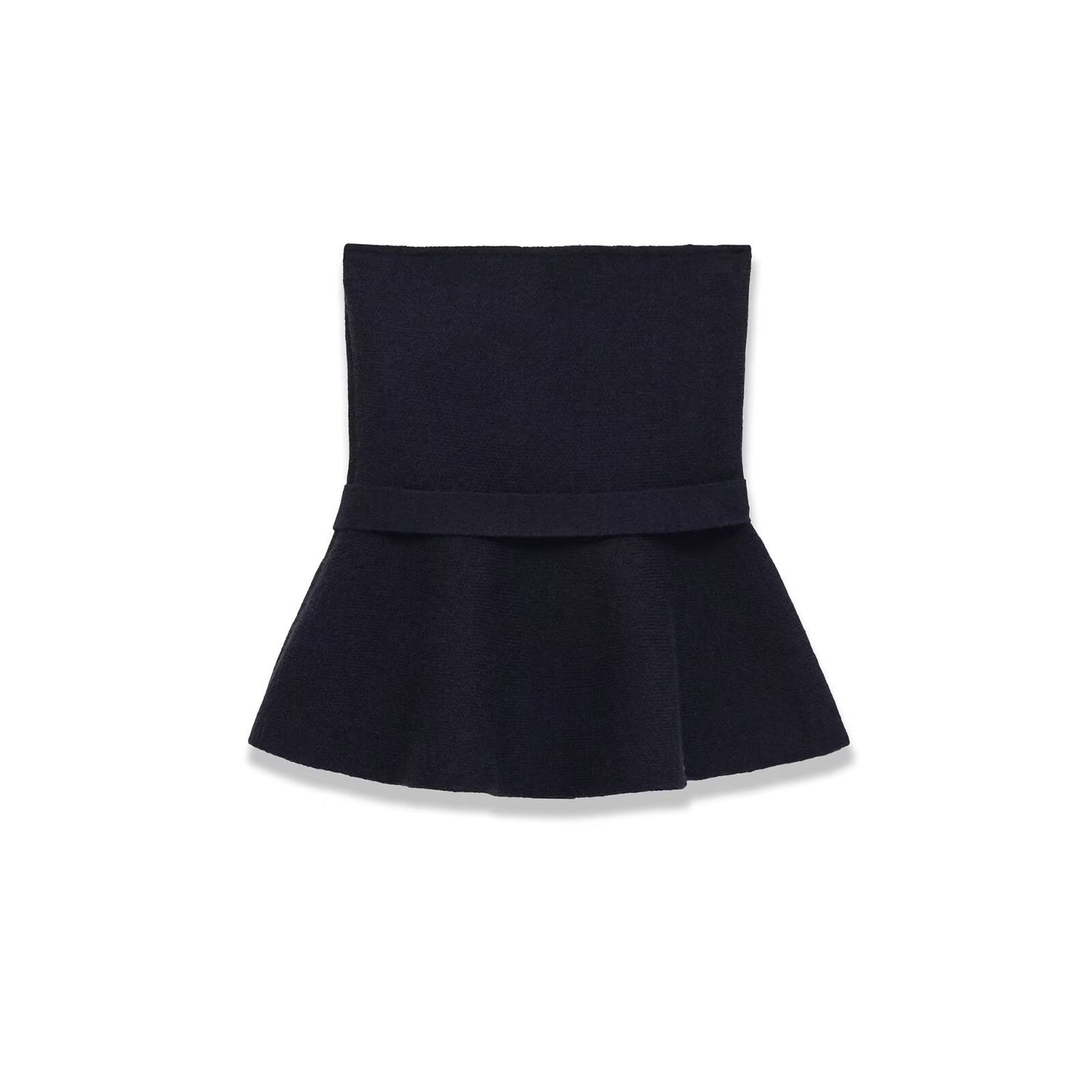 Viola | Elegant Peplum Top Navy Strapless Belted Fitted