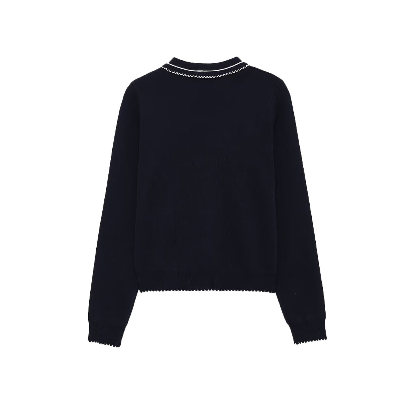 Margot | Preppy Peter Pan Collar Blouse Navy Long Sleeve