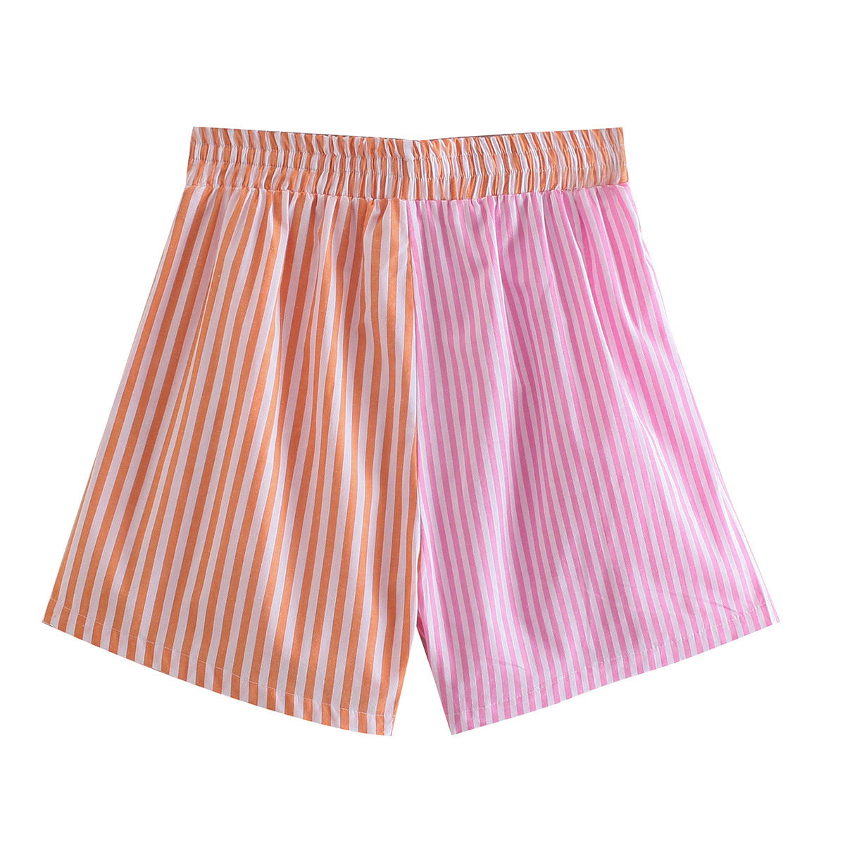 Vera | Striped Linen Shorts Pink Orange Tie Waist