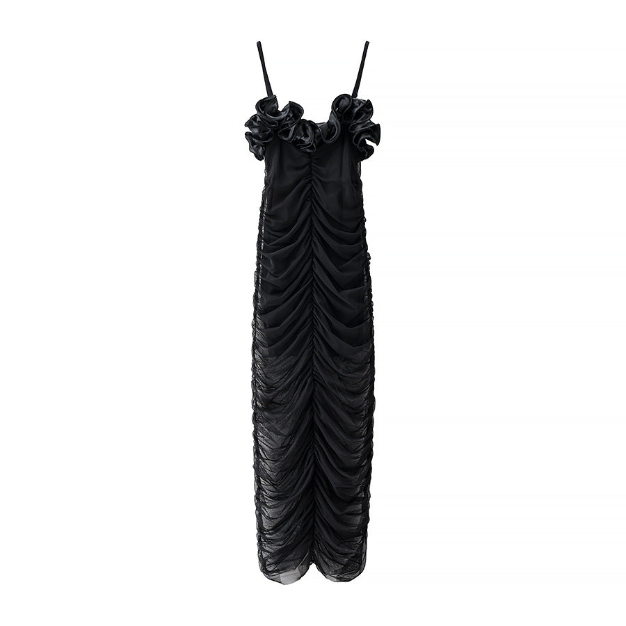 Eden | Elegant Ruched Maxi Dress Black