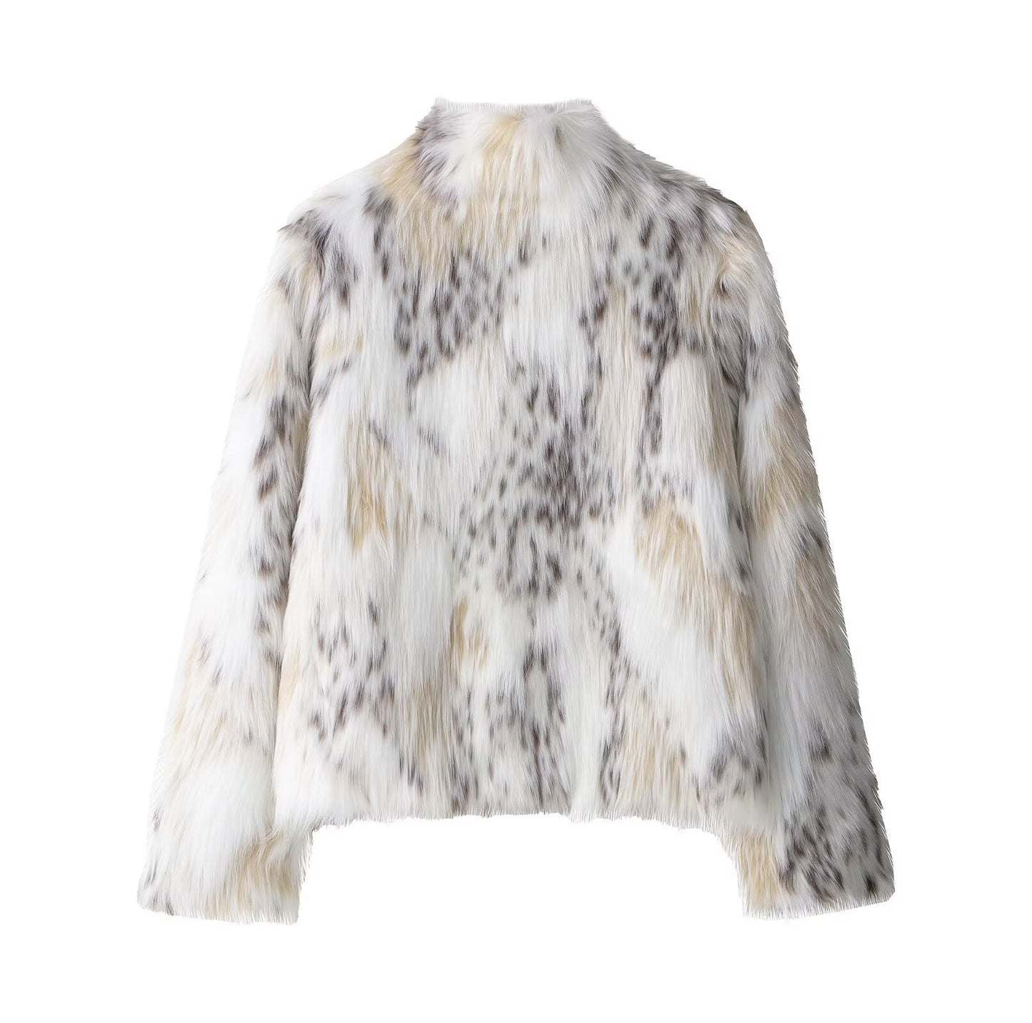 Vera | Faux Fur Jacket Cream Leopard Print Cropped